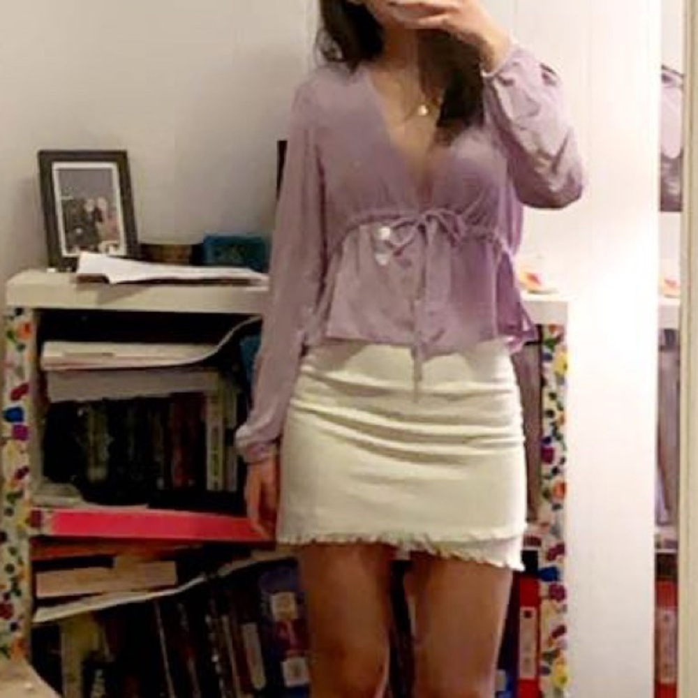 White mini skirt
